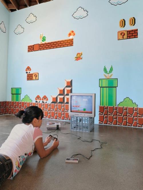 super mario διακόσμηση τοίχου στο παιδικό δωμάτιο nintendo