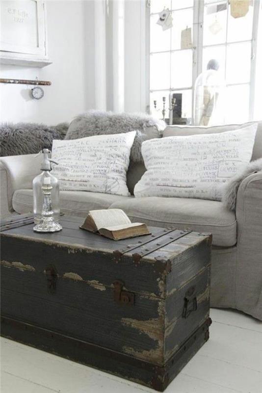 στήθος ως ξύλινο τραπεζάκι καφέ μαύρο shabby chic