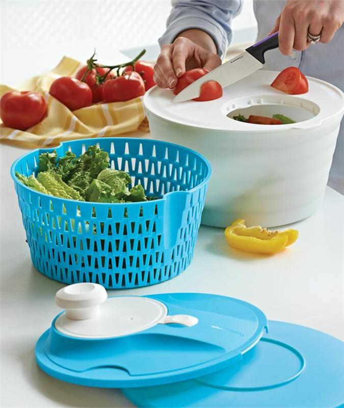 tupperware σαλάτα spinner μπλε λευκή σαλάτα spinner tupper