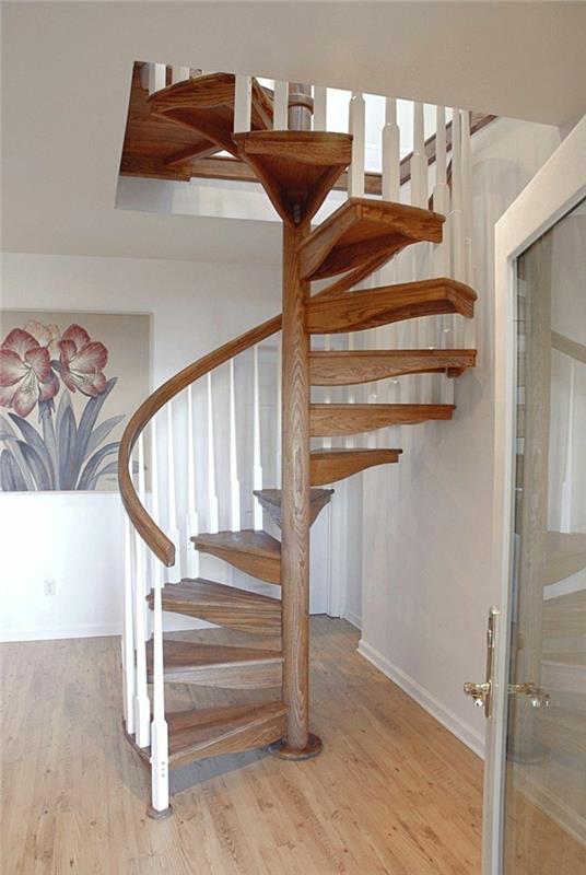 σπειροειδής σκάλα σχεδιασμός ξύλινες σκάλες erisernes λευκό κιγκλίδωμα