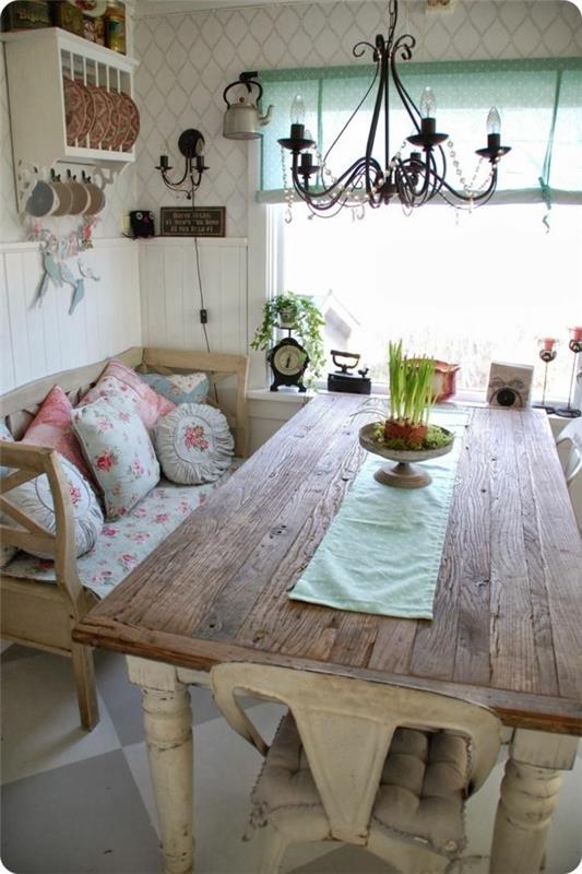 ζωντανές ιδέες κουζίνα shabby chic χώρο τραπεζαρίας φυτά