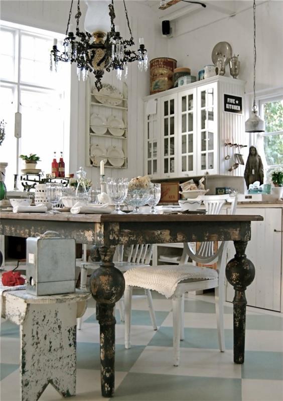 ιδέες διαβίωσης κουζίνα shabby chic έπιπλα με πατίνα