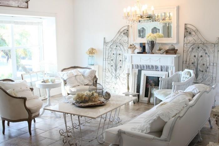 ιδέες επίπλωσης διαμερίσματος shabby chic πλακάκια δαπέδου σαλονιού